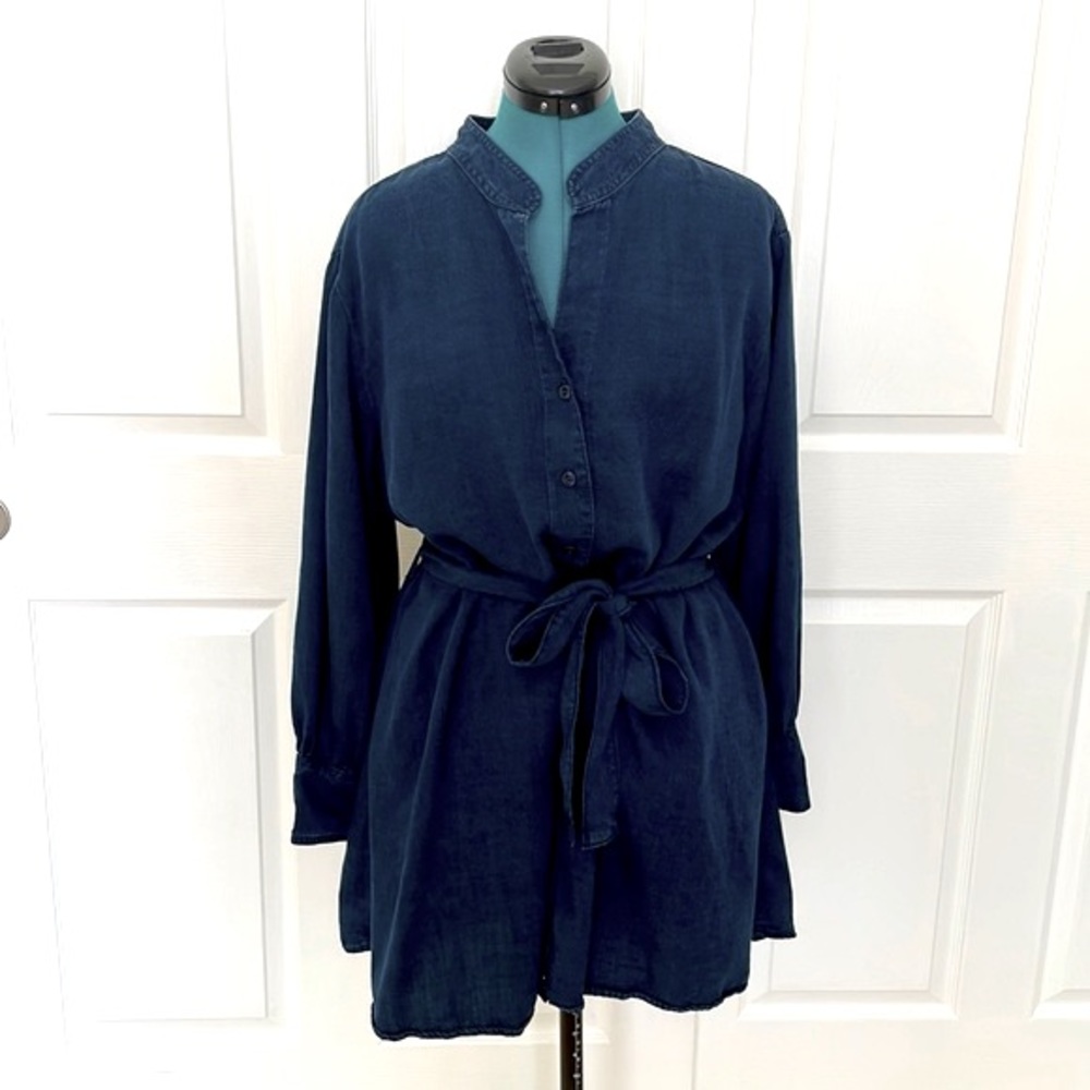 Banana Republic Factory Outlet Long Sleeve Soft Denim Chambray Dress, Blue